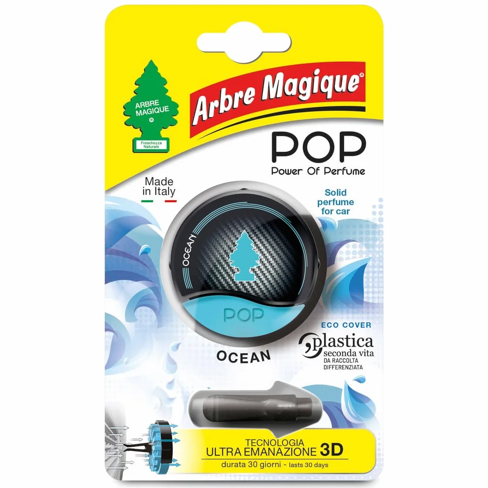 Arbre Magico POP Profumatore Auto Solido Fragranza Ocean Durata 30 Giorni Design Italiano 1 Pezzo