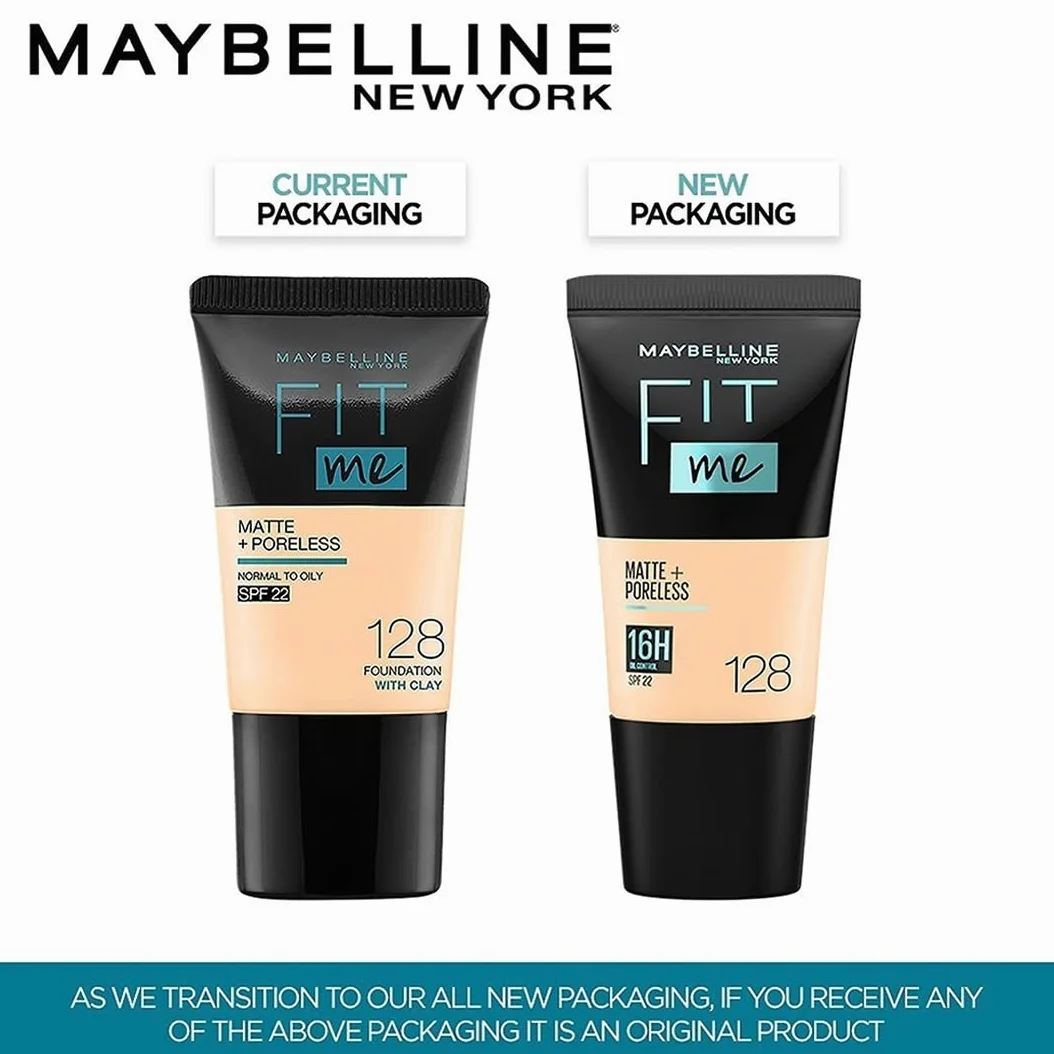 2 x Maybelline Fit Me Matte & Poreless 16 Hour Foundation Tube 18ml – 128 Warm Nude