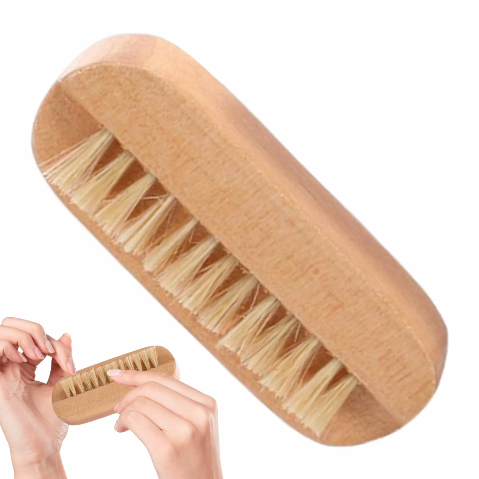 Spazzola per unghie a doppia faccia - Strumento riutilizzabile per toelettatura in legno con setole di cinghiale, spazzola per manicure e pedicure per salone, spa, bagno, dormitorio | Cura delle unghi