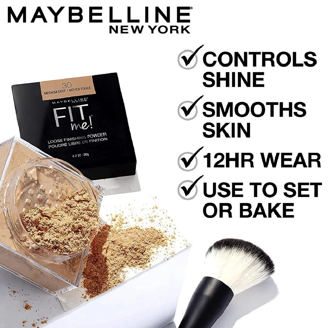 Maybelline New York Fit Me Loose Finishing Powder, Medium Deep, 0,7 Ounce