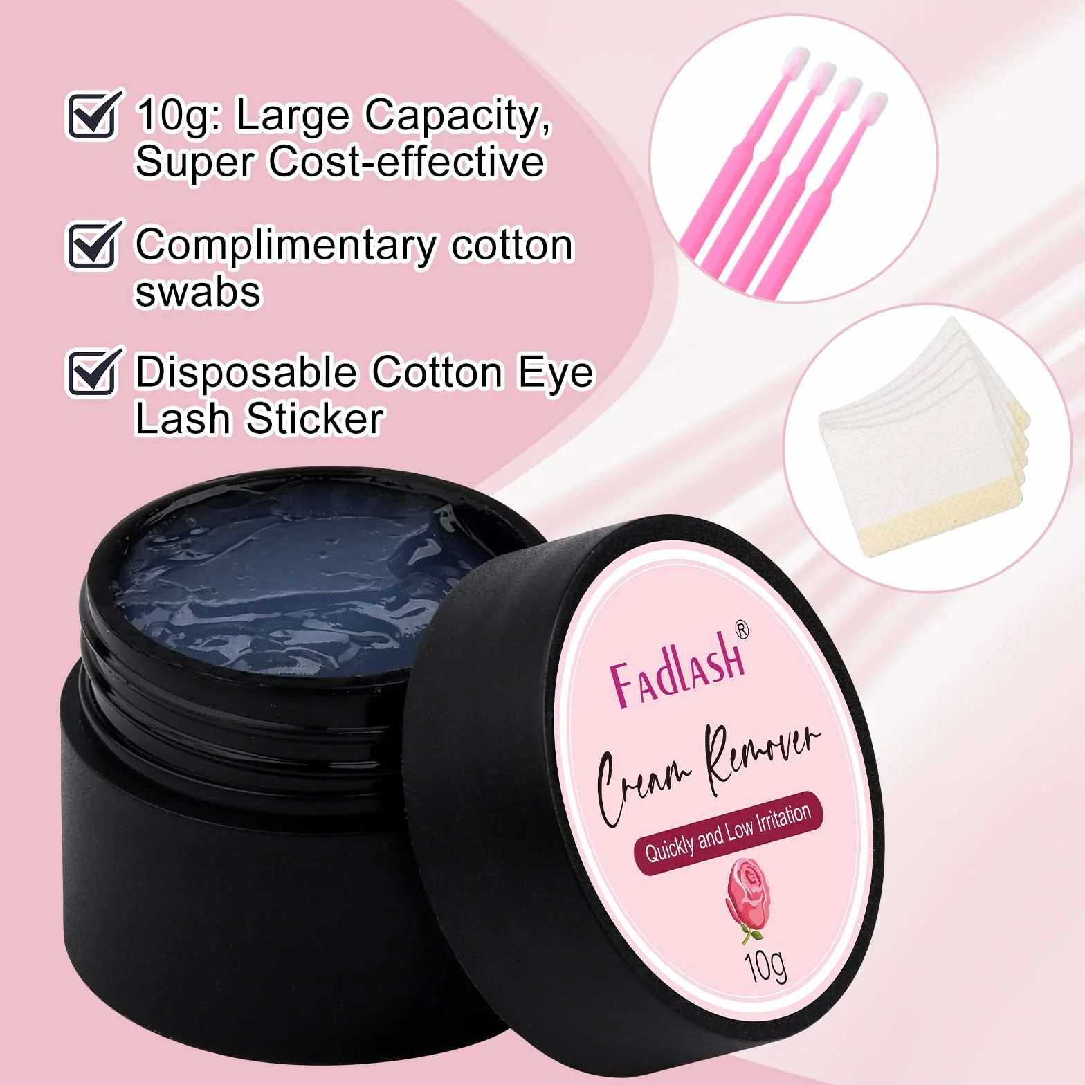 FADLASH Rosa Crema Rimuovi Ciglia Extension Remover 10g Bassa Irritazione