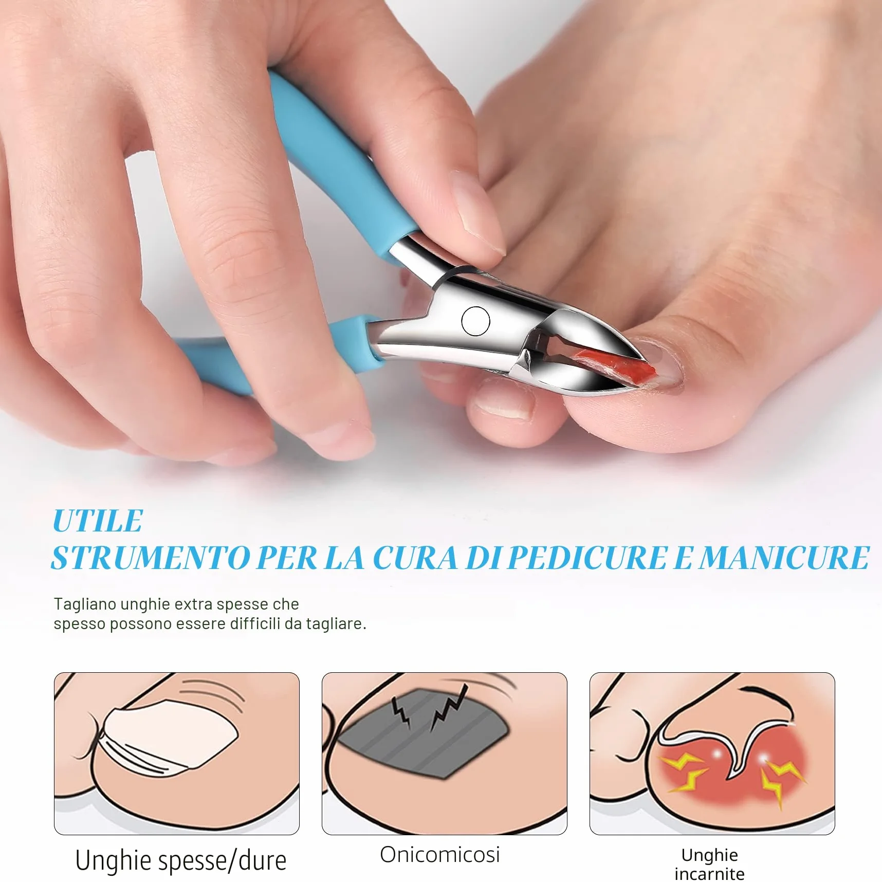 FVION Tagliaunghie Professionale Tronchesino per Unghie Spesse o Incarnite con Custodia in Metallo