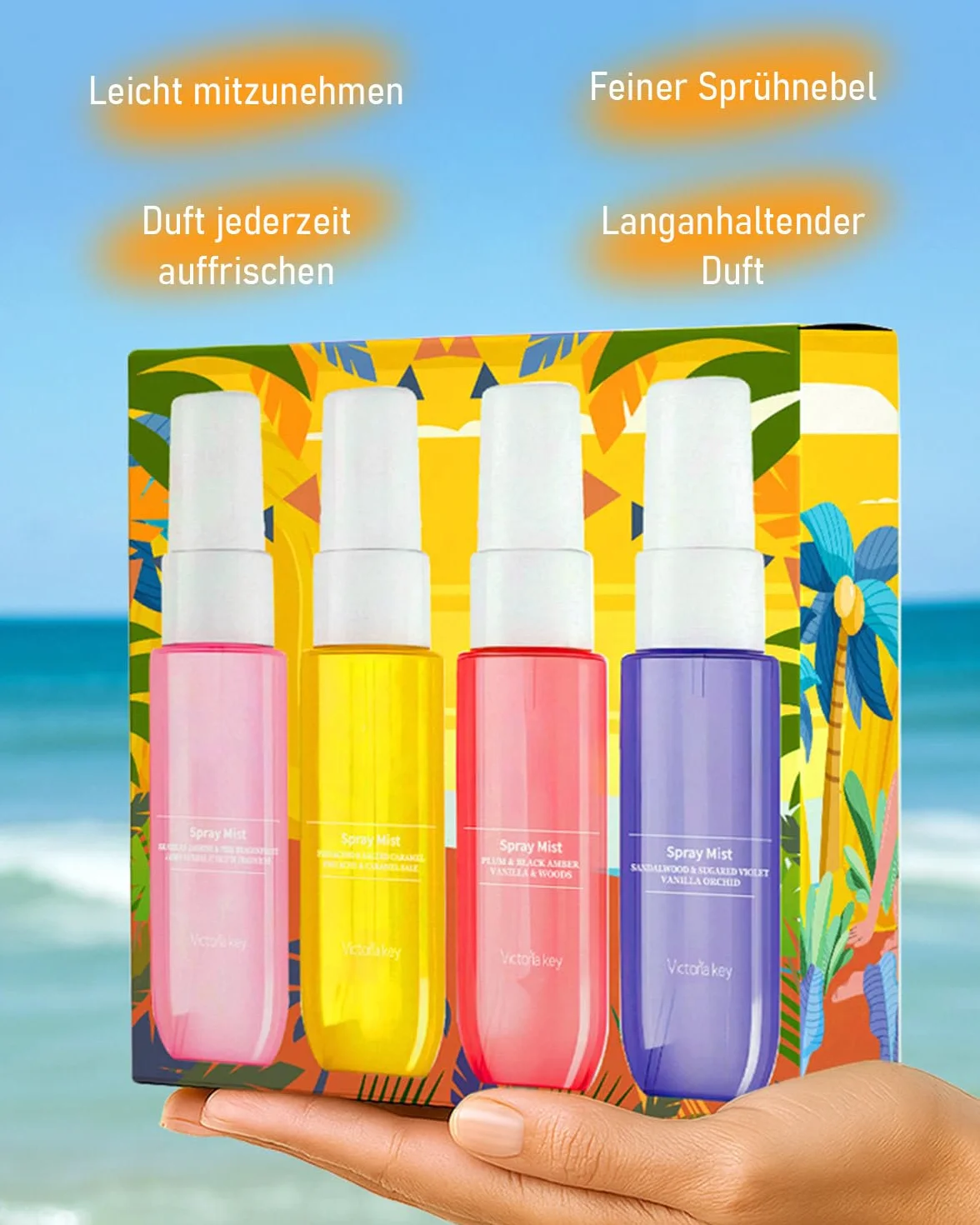 Set spray per il corpo da donna, 4 × 40 ml, profumo a lunga durata, profumo elegante e fresco, nebulizzazione fine, capelli e corpo per tutti i giorni, viaggi e occasioni speciali