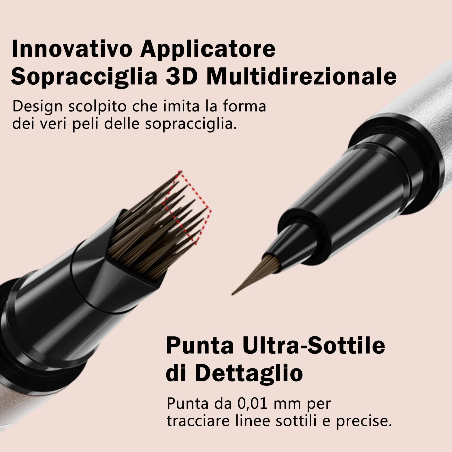 Erinde Matita Sopracciglia a Doppia Punta, Penna Sopracciglia Effetto Pelo 4D con Due Punte, Impermeabile e Anti-Sbavatura, a Lunga Durata, Riempimento Facile, Sopracciglia Naturali Effetto Pelo 02#
