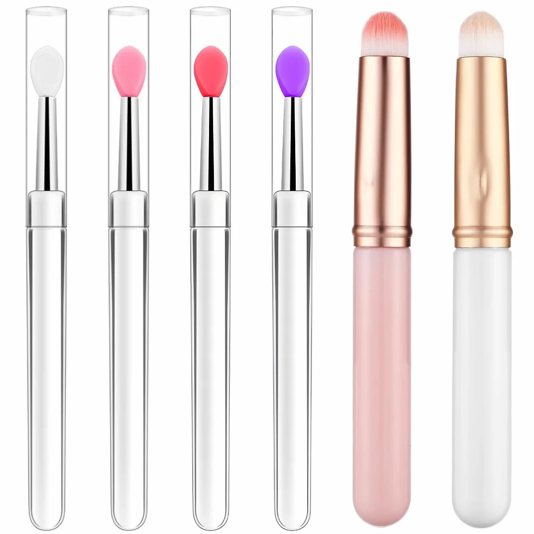 6pc Pennelli Morbidi per Labbra, Applicatori in Silicone, per labbra applicatori, per labbra per la cura delle labbra, Ideali per Rossetto e Cosmetici, Bacchette Riutilizzabili per Makeup Labbra