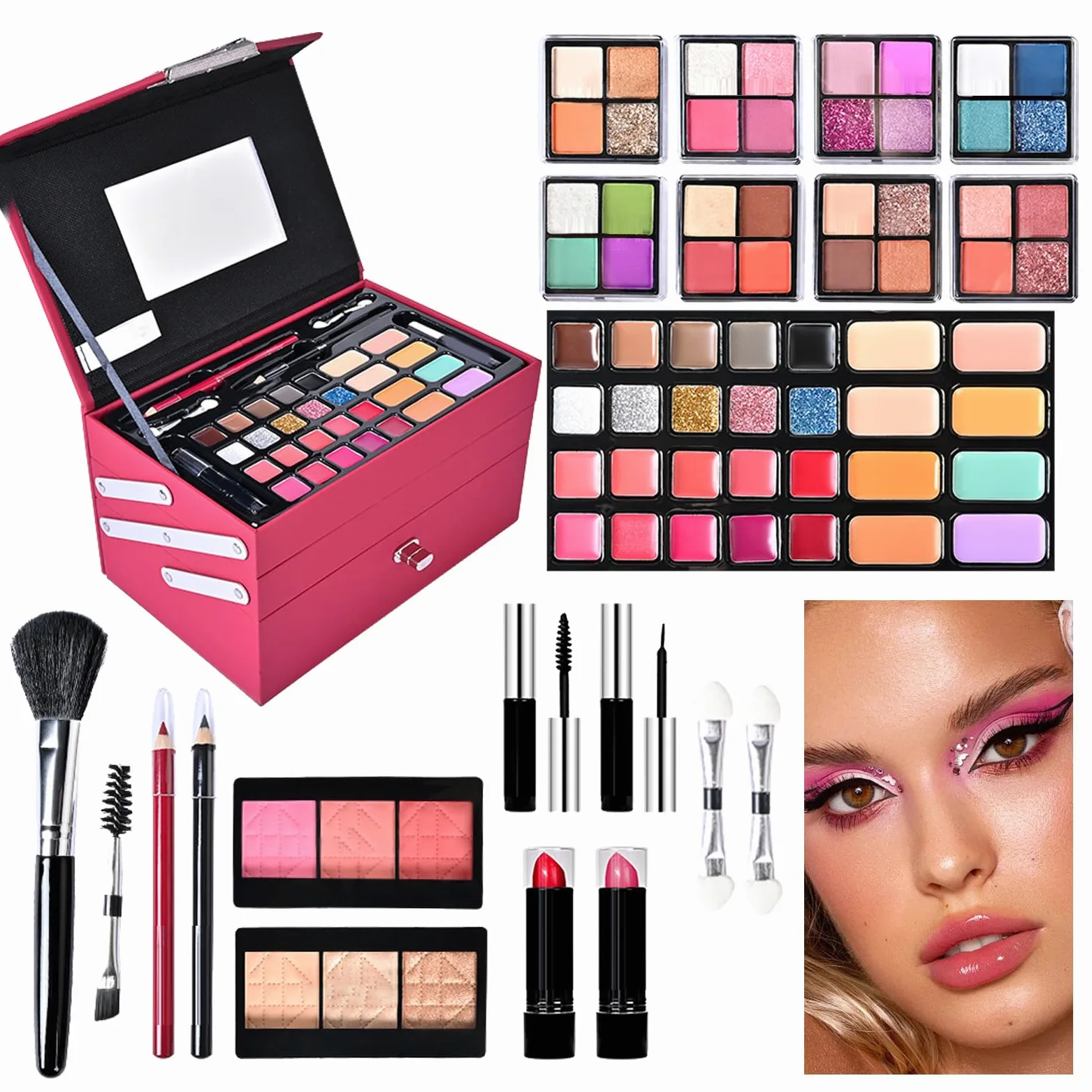 Kit trucco per donna, kit completo trucco per donna - Kit per il | tutto in 1 | cosmetici per donne e principianti, includono cosmetici e strumenti per il