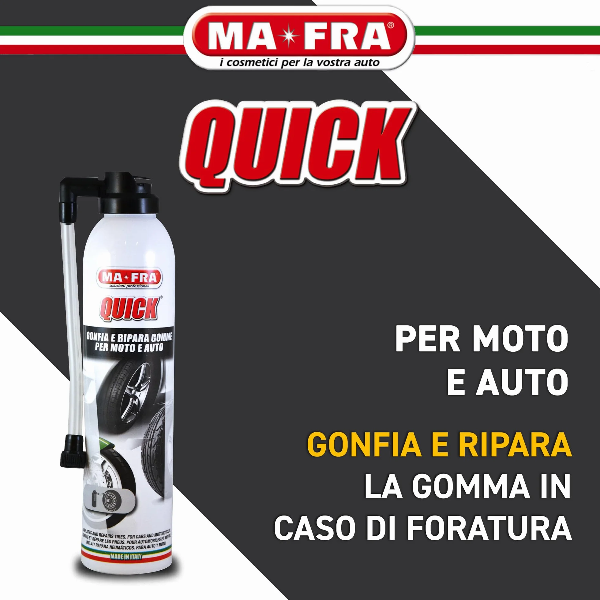 MAFRA Bomboletta Gonfia e Ripara Gomme 300ml Auto Moto Senza Camera d'Aria