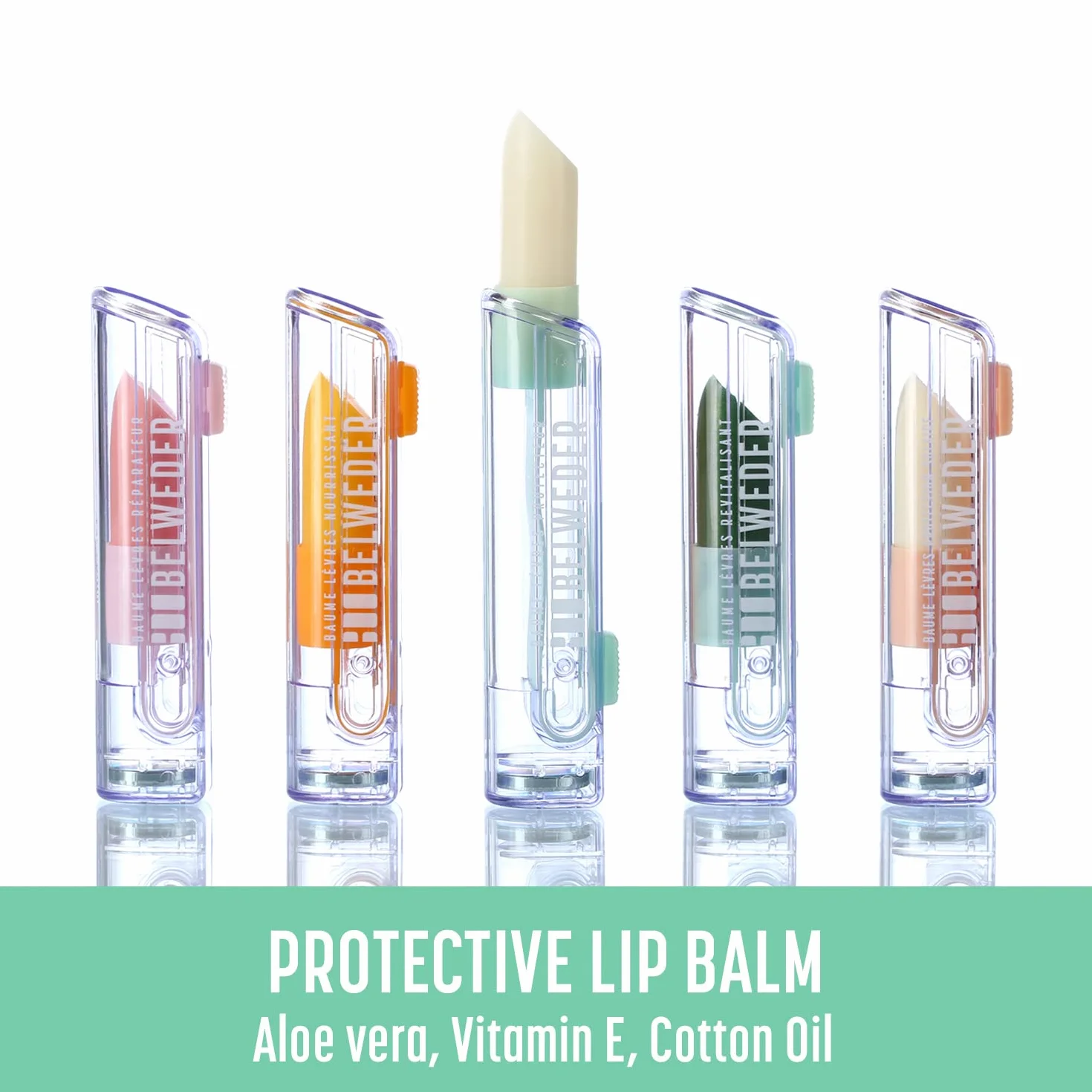 BELWEDER - Balsamo Labbra Protettivo con Aloe Vera, Vitamina E, Olio di Semi di Cotone - Balsamo Labbra Idratante - Protezione e Rigenerazione - Burrocacao Labbra Trasparente - 1 x 3,5 g