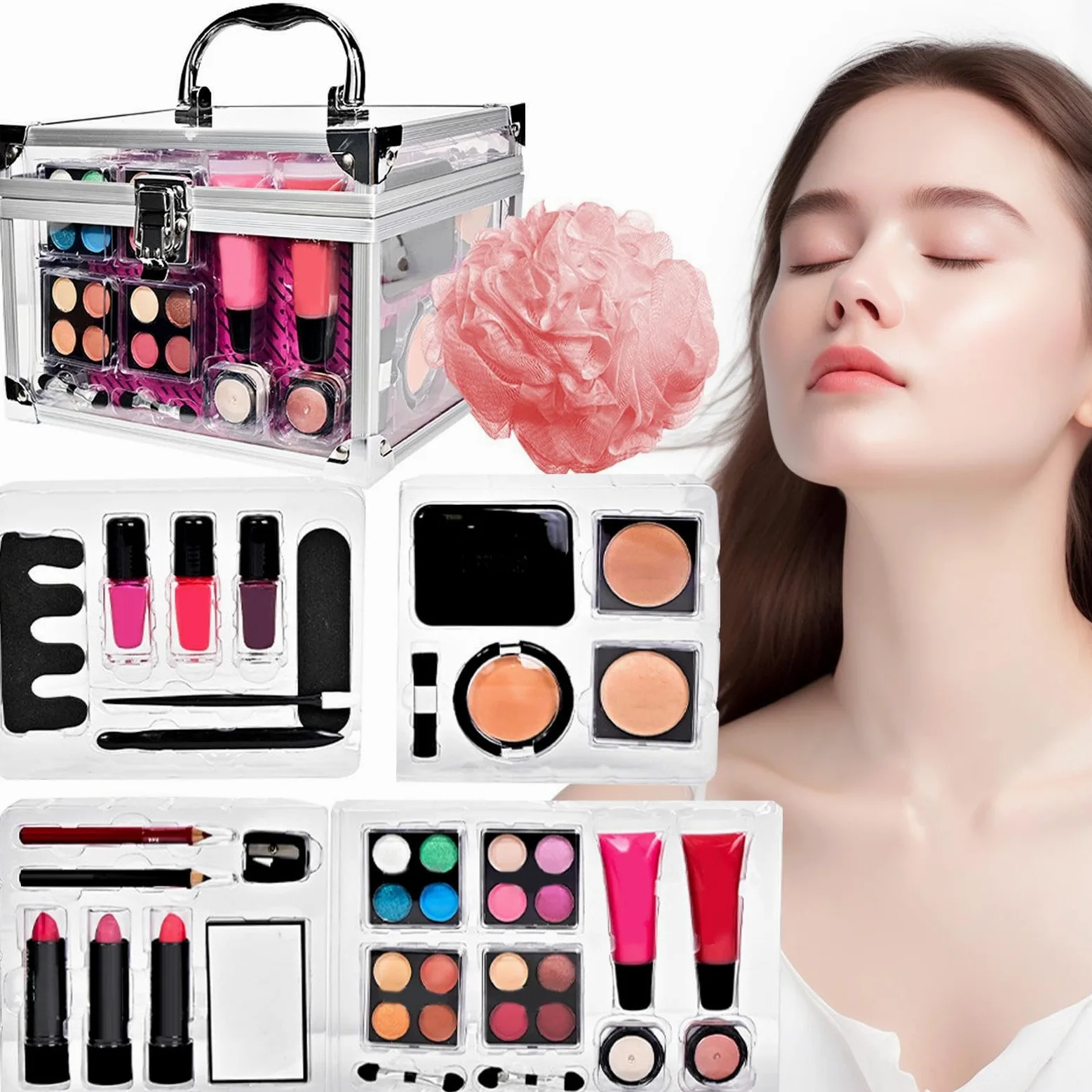 Kit Di Trucco Per Donna Set Da Viaggio Compatto Con | Valigette Per Uso Quotidiano Halloween Matrimoni Teatro E Spettacoli
