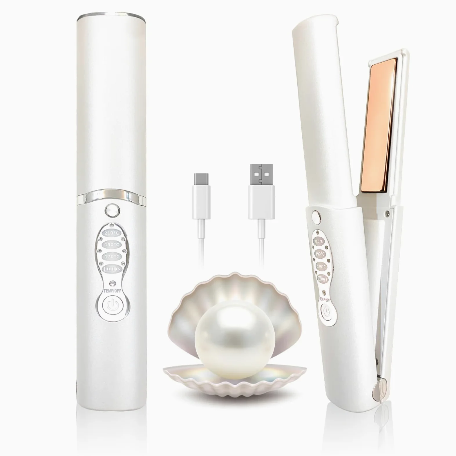 Piastra Capelli Senza Fili con Batteria 5000 mAh, Piastra e Ferro Arricciacapelli 2 in 1, 3D Titanio, Mini Piastra Portatile da Viaggio con Copertura Antiscottatura, Riscaldamento Rapido