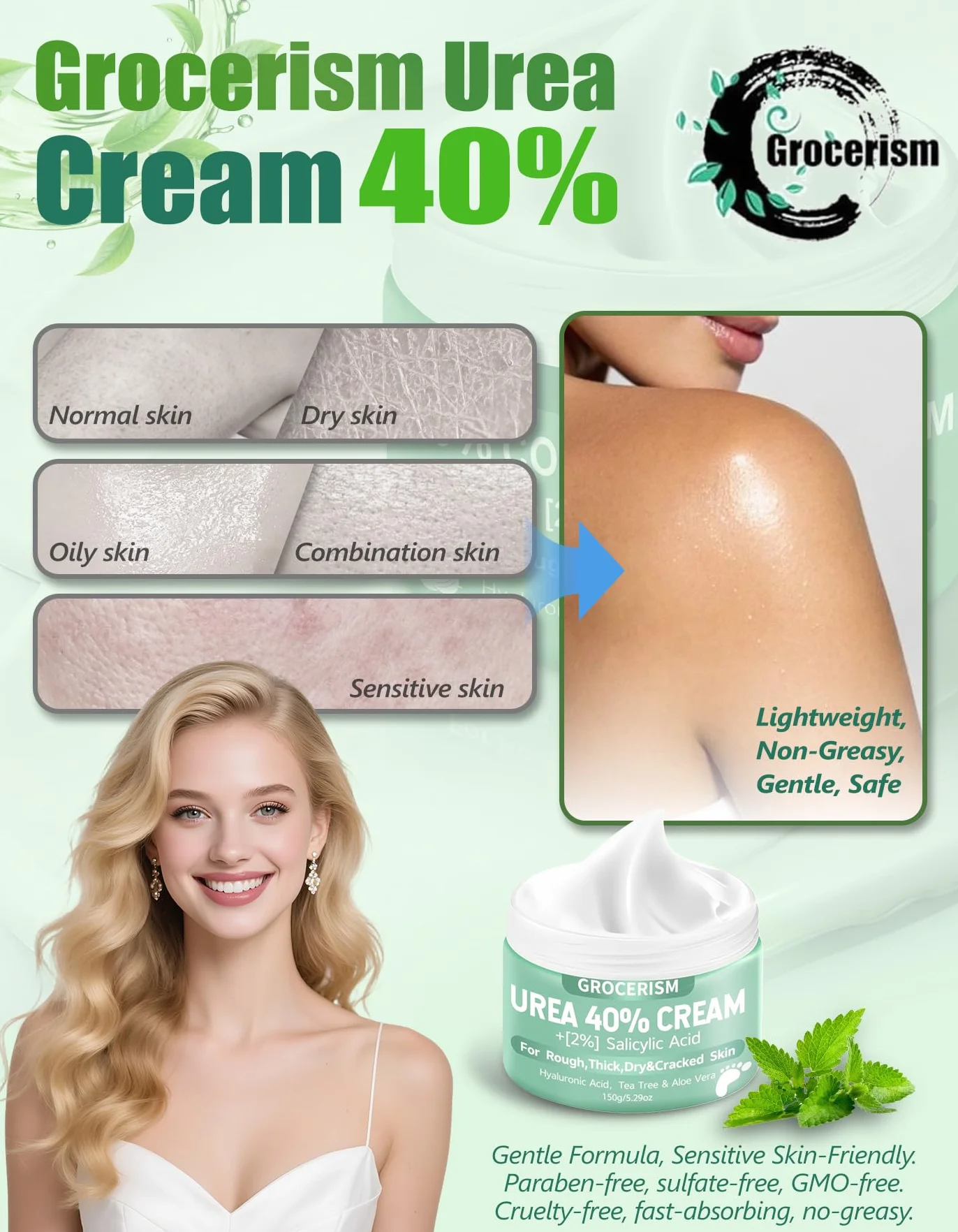 Crema Piedi Urea 40% 150g con Acido Ialuronico, Tea Tree, Aloe Vera - Idratazione Profonda