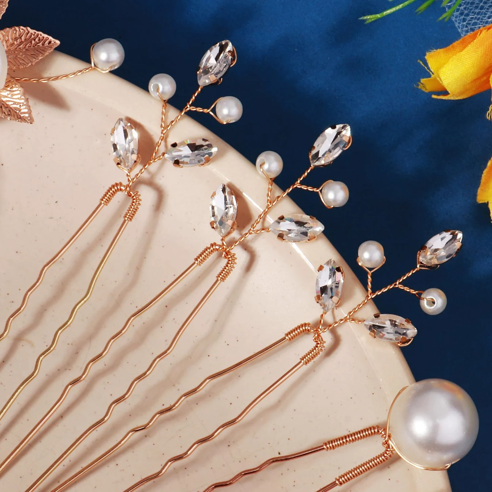 12 forcine per capelli da sposa con strass, accessori per capelli da donna, con cristalli, per damigelle d'onore