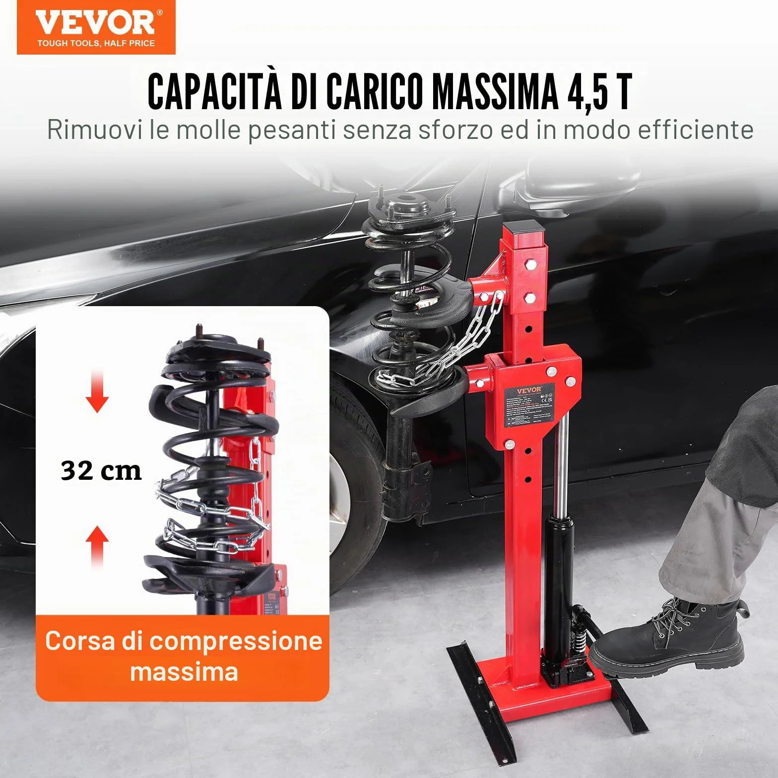 VEVOR Kit Compressore a Molla Ammortizzatore Idraulico 320mm 4,5T per Auto SUV