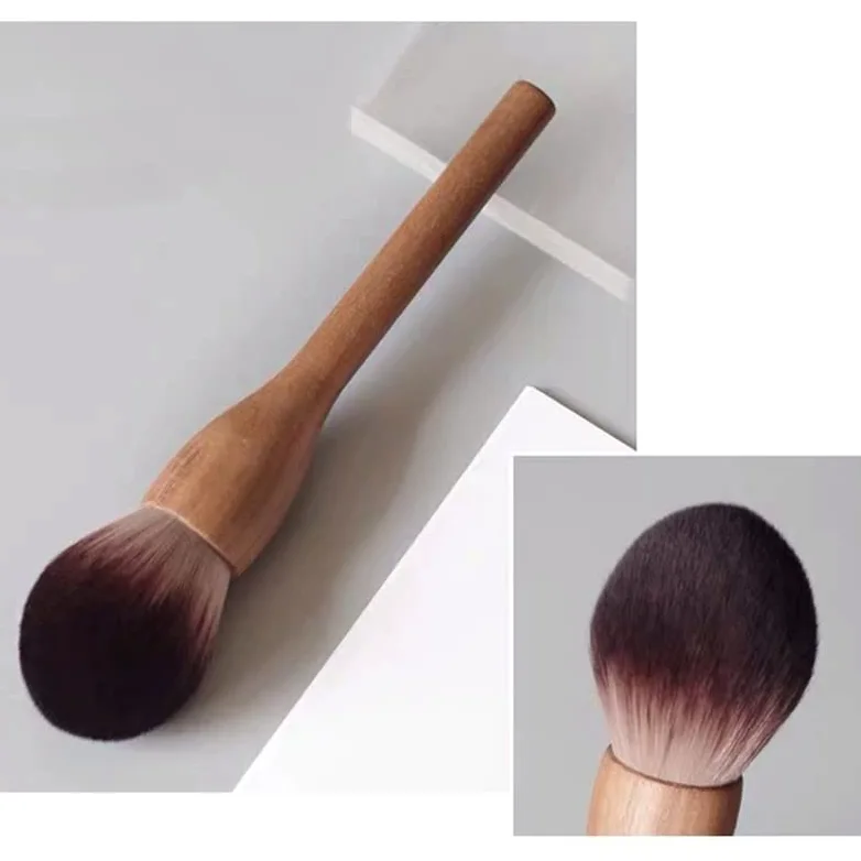 Pennello for Trucco retrò Pennello for Trucco con Manico in Legno Noce Rosa Fard Base Pennello for Contorno Morbido