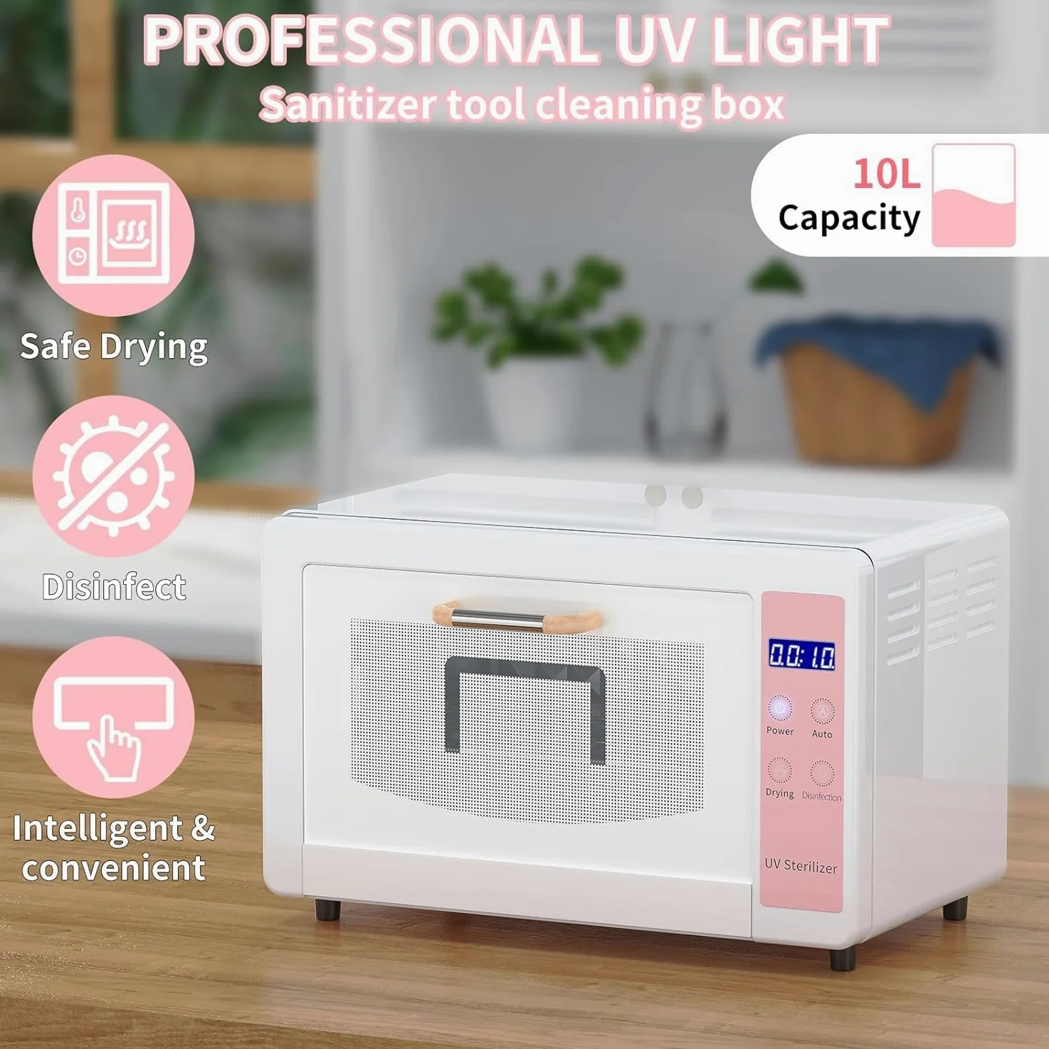 Sterilizzatore UV 10 L,Efficace Autoclave Sterilizzatore,Sterilizzatore UV con asciugatura,Aria calda Termostatica,Sterilizzatore Attrezzature per Saloni di Manicure Acconciatura e Spa (A)