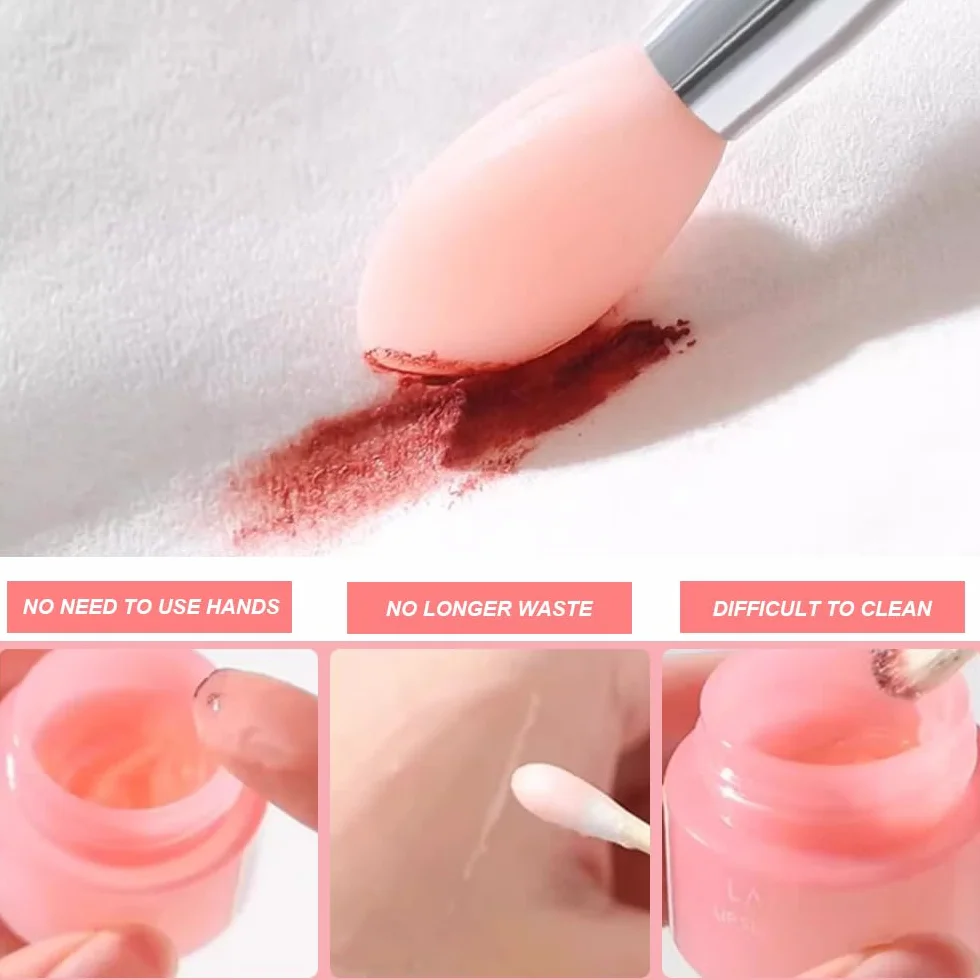 Pennello per labbra in silicone, 4 pezzi applicatore per rossetto, pennello per trucco in silicone, mini pennello per trucco, bastoncini portatili per lucidalabbra in polvere, bianco